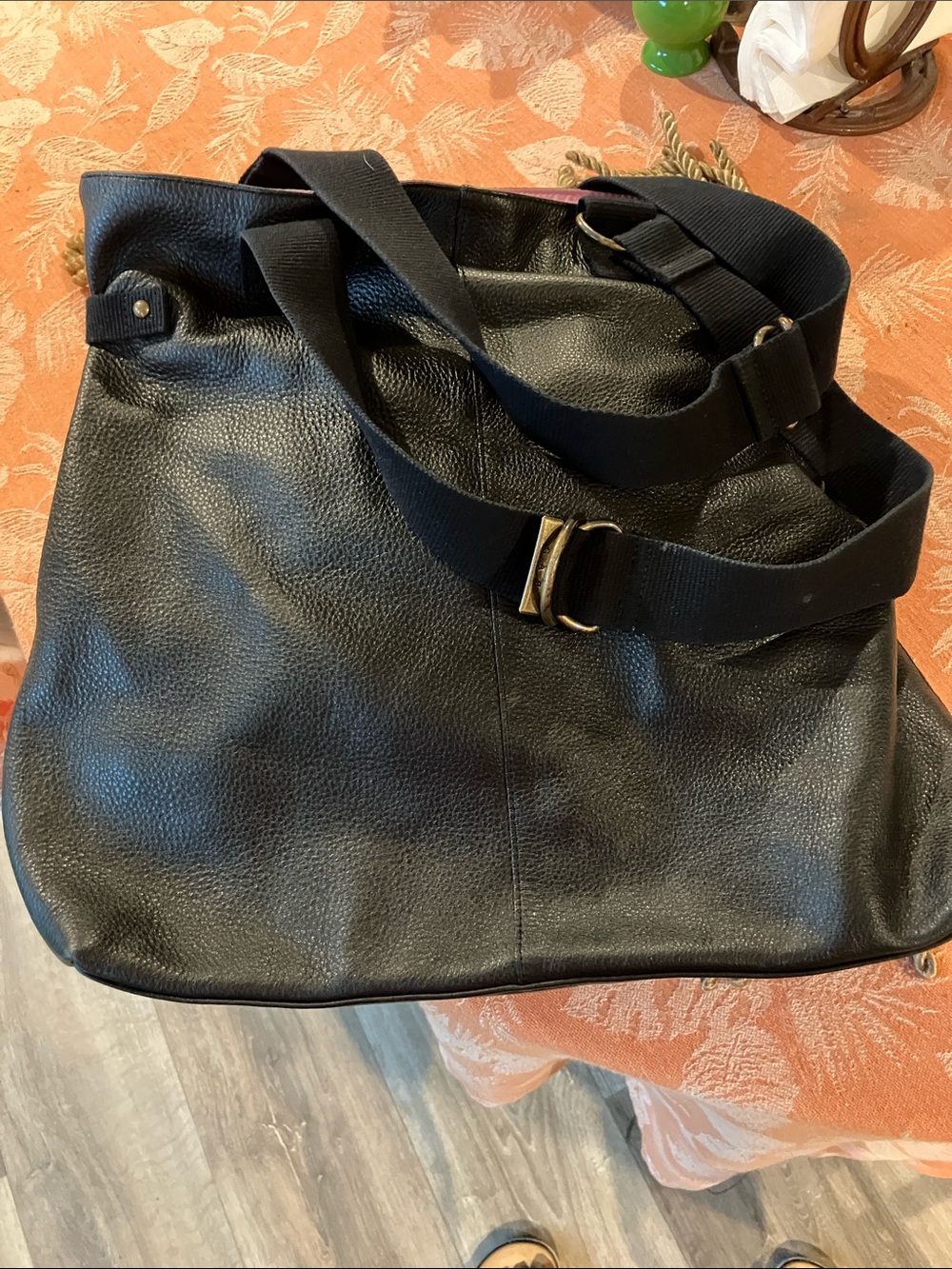 Vintage GAP softBlack Leather Shoulder Tote Bag with Adjustable Strap